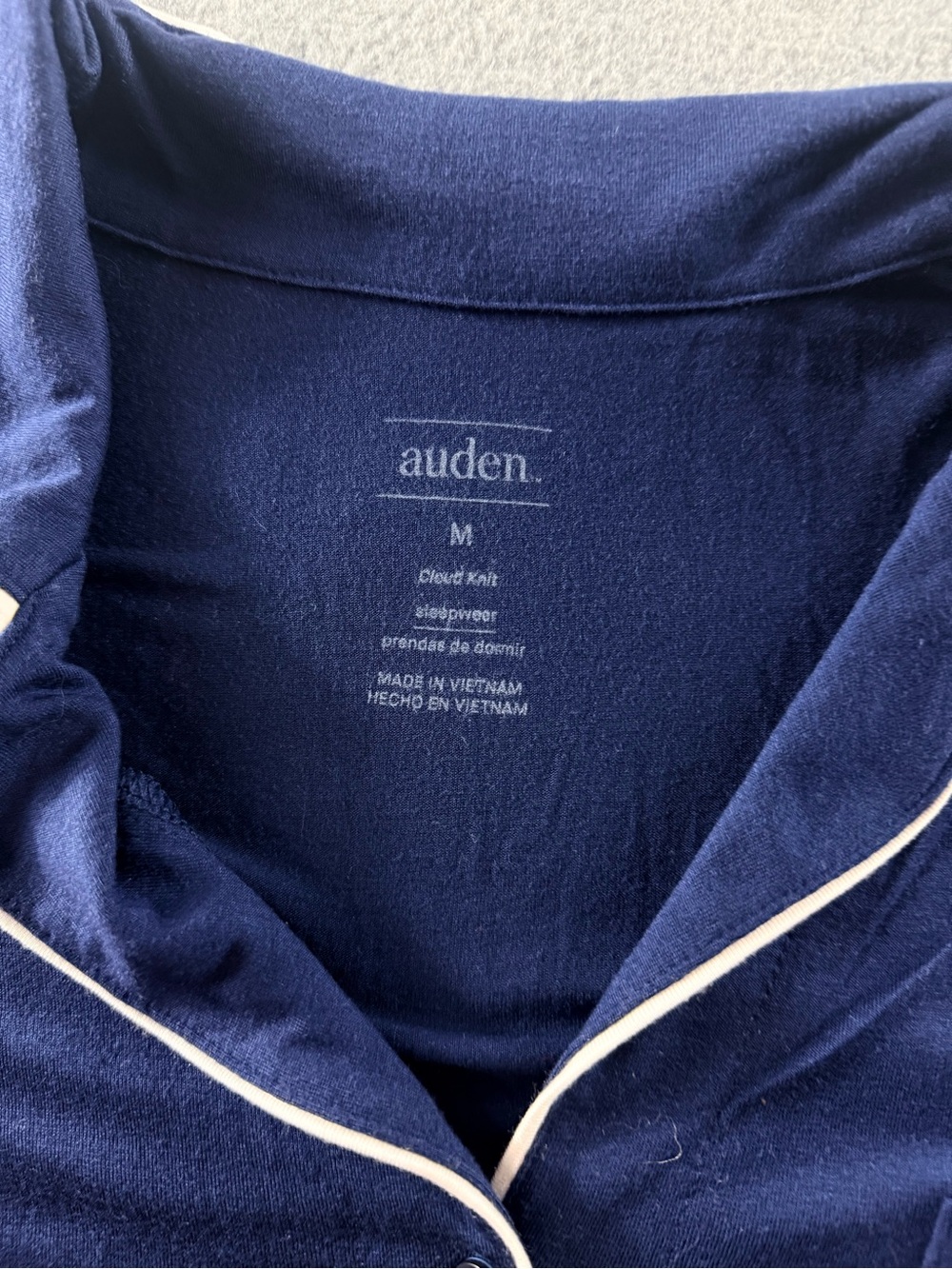 Auden - Navy Short Pajama Set with White Piping - Picture 2 of 12